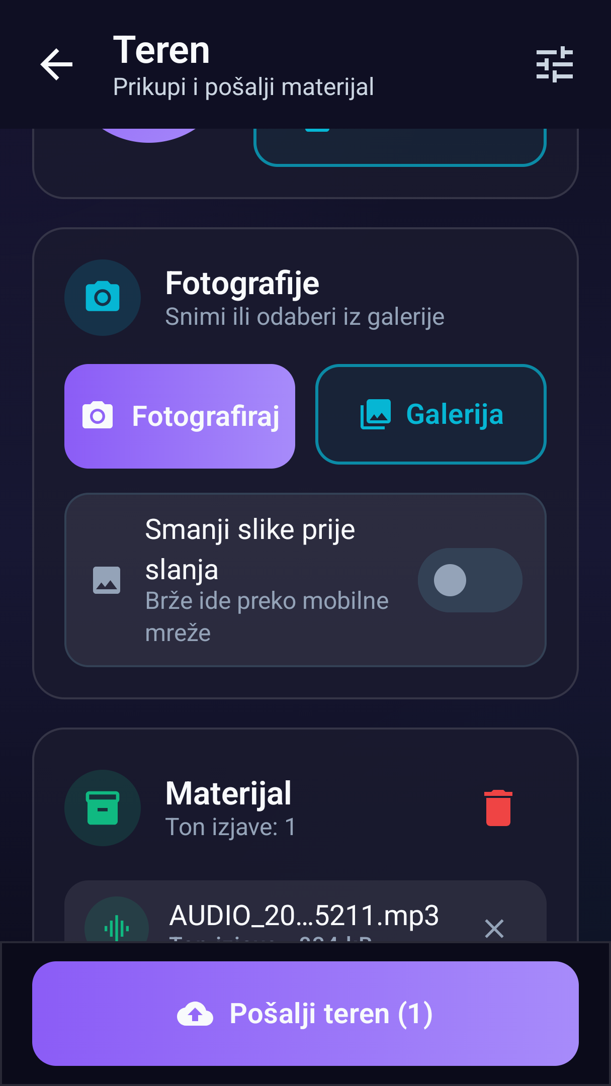 Priprema fotografija i izjave za slanje redakciji.